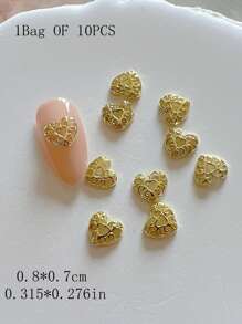 1 Pack Metal Jewelry Nail Art Accessories Heart 3D Nail Decorations