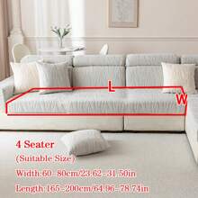 1pc Plush Sherpa Jacquard Anti-Slip Sofa Seat Cushion Cover, Soft & Skin-Friendly, Modern Minimalist Style, Pet-Friendly, Scratch-Resistant, Fits L-Shaped Combination Sofa & 1/2/3/4 Seat Sofa (Sold Individually) - Light Grey - View 18