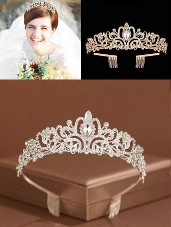1 件简约现代新娘头带，多元设计锌合金材质，最适合婚礼派对和新娘，几何图案皇冠优雅休闲，适合所有季节
