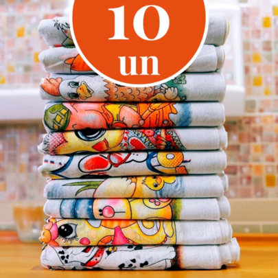 10 Panos De Prato  35 cm X 60 cm Estampado Lindo 100% Algodão Oficial Com Bainha