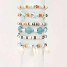 2000pcs Sea Holiday Bead Set - Sky Blue, Tortoiseshell, Starfish, Polymer Clay Pieces For DIY Bracelet And Jewelry Making Kit