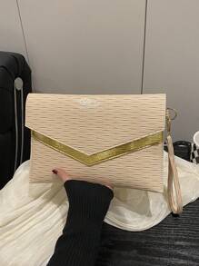 Bolso de sobre con relieve en colores contrastantes, bolso de muñeca simple y personalizado, adecuado para compras, carteras, compras, mujeres jóvenes, estudiantes universitarios, recién llegados y trabajadores de cuello blanco. Son muy apropiados para oficinas, universidades, trabajo, negocios, ir al trabajo, actividades al aire libre, viajes y salidas.