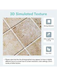 COMMOMY 1 件/10 件/20 件哑光 3D 瓷砖贴纸，墙砖自粘，棕色网格墙贴，厨房即撕即贴防溅板瓷砖，3D 防水瓷砖贴纸，浴室装饰，家居装饰墙贴 - 棕色 - 查看 5