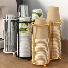 1PC Iron Double Tube Disposable Cup Holder, Space-Saving Tabletop Storage Rack For Wedding, Home, Office, Bar, Cafe - Sturdy, Easy To Use, Convenient Cup Organizer