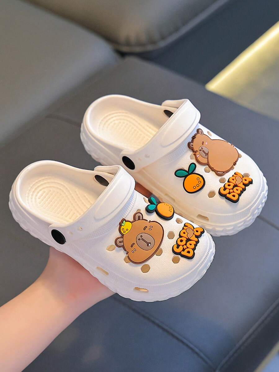 1 双儿童透气一脚蹬凉鞋，防滑，露趾 EVA 夏季鞋 - 白色 - 查看 1