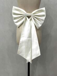 1件裝 玫瑰紅緞面單層後蝴蝶結 39cm+ 長緞帶 55cm 腰部布料裝飾配件 - 彩色 - 查看 14
