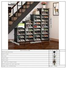 经济型多层塑料鞋架柜带门，防尘收纳，新时尚家居入口 - 彩色 - 查看 11