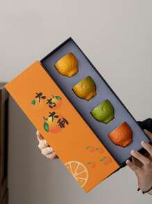 4 件套丑陋柑橘纹理陶瓷茶杯套装，适合茶馆、餐厅、节日聚会，送给长辈和朋友的奢华礼物 - 彩色 - 查看 11