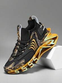 Men's Four-Season Sports Shoes, Punk Science Fiction Sole Design, Breathable Help Surface, Comfortable Inside, Suitable For Daily Fitness Wear