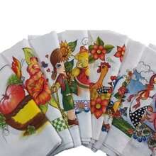 10 Panos De Prato  35 cm X 60 cm Estampado Lindo 100% Algodão Oficial Com Bainha