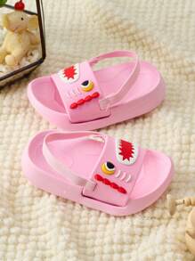 1 Pair Summer Baby Girls' Cute Monster Design Sandals, Comfortable, Fashionable, Casual, Versatile, Lightweight, Soft