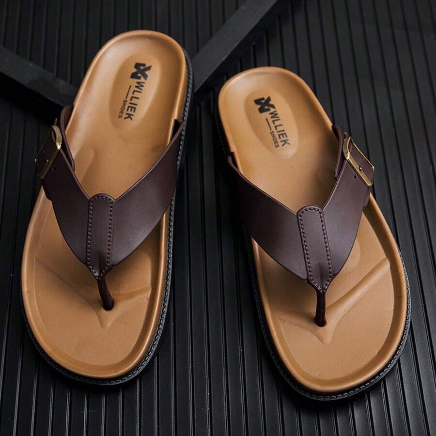 New Men's Fashion Flip Flops For Indoor And Outdoor Wear - Brown - View 1
