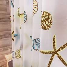 Starfish Print Shower Curtain PEVA With Hook Home Bathroom Decor Summer Bathroom Accessories Back To School