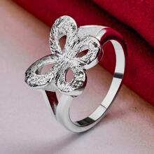 镀银蝴蝶戒指 适合女士男士时尚婚礼订婚派对礼物饰品珠宝 - 銀色 - 查看 4