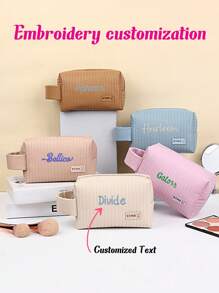 حقيبة مكياج مخططة من جلد البولي يوريثان مخصصة، حقيبة تخزين مخصصة للأحرف الأولى للفتيات، حقيبة أدوات تجميل محمولة للسفر، حقيبة غسيل كبيرة السعة، حقيبة تجميل مطرزة، هدية وصيفة العروس، هدية للأم، هدية عيد ميلاد، هدية لصديق ومعلم، هدية عيد الميلاد/العطلات، هدية نسائية مخصصة، ذكرى سنوية، عيد الميلاد، عيد الأم، هدية عيد الحب