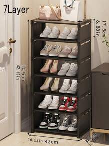 8-stöckiges schmales Schuhregal, vertikales Regal, stabiler Organizer, platzsparende Aufbewahrung, Schrank, stabil, einfache Montage, aus Vliesstoff und Metall, freistehende Regale für Schrank, Eingangsbereich, Flur, Schlafzimmer