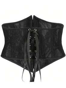 1件装女士黑色蕾丝束腰塑身衣，女士塑身腰带，可搭配连衣裙，收腰塑形，打造纤细腰身，控制腹部，圣诞节服装，圣诞礼物 - 黑色 - 查看 2