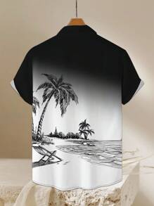 Camisa de hombre con estampado 3D de árbol de coco degradado de verano
