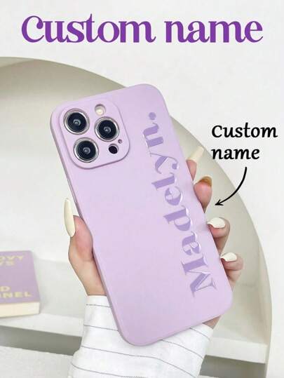 1pc Customized Name/Text Pattern Phone Case For IPhone 16 15 14 13 Plus Pro Max Pro, Galaxy, Liquid Shockproof Protective Cover, Suitable As Easter, Birthday, Holiday Gift For Family, Friends, Couples, Best Friends