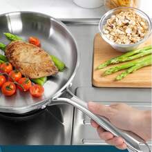 High-Quality Tri-Ply Stainless Steel Frying Pan, Deep Frying Pan, Skillet, Induction Cooking Pan, Dishwasher And Oven Friendly, Fast & Even Heat, Heavy Duty And Detachable Handle