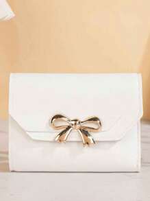 1pc Unisex Fashion Creative Trifold Bow Decor Mini Compact Card Holder, Large Capacity Multi-Card Slots Wallet For Coins, Cash, Keys, Suitable For Business, Student, Dating, Anniversary, Daily Use, Gift,Boho Vibes