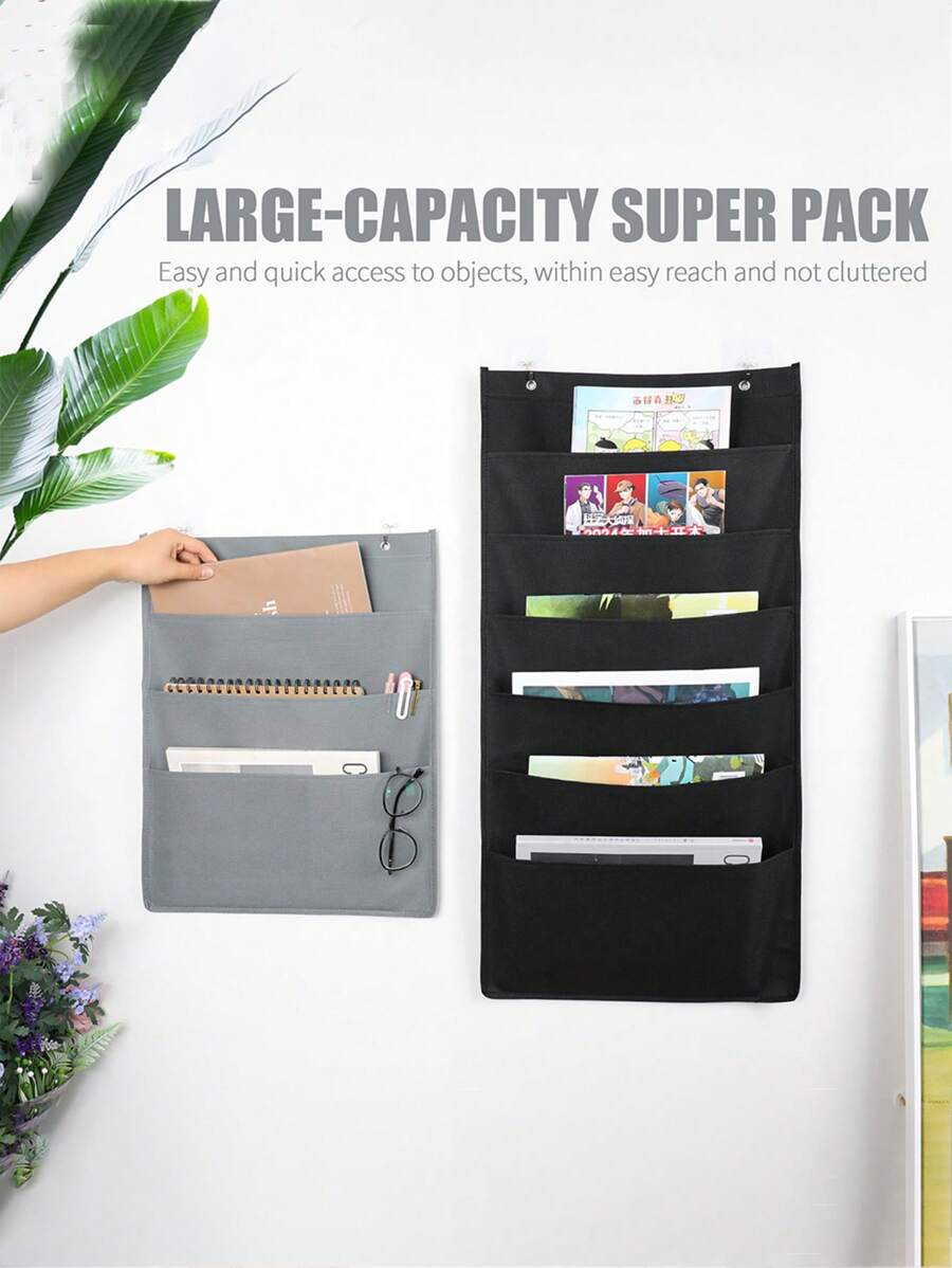 1pc Multi-Layer Hanging Storage - Wall Mounted Magazine, Book And Other Material Holder, Space Saving Essential, Washable Wall-Mounted File/Magazine Rack, Suitable For Office And Home Use