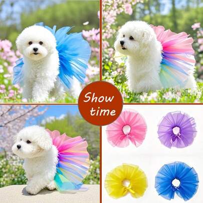 Honden Tutu Rok Prinses Kat Huisdier Jurk Zachte Tule Cosplay Bulldog Jurk Zomer Puppy Jurk Voor Kleine Honden Huisdier Accessoires Glamoureuze Uitrusting: Prachtige Tule Jurk Voor Honden Met Een Schattig Hoofddeksel
