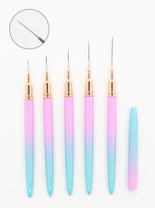 5pcs Nail Care Pen Gradient Color Set Extremely Fine Pen Color Painting Flower Wire Drawing Pen Line Pencil Nail Tool, Gel Nail Painting Design Brush, Nail Spot Brush Set Nail Tool, Suitable For Home And Professional Nail Care Salons