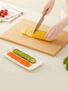 1pc Natural Bamboo Cutting Board, Rectangular Wooden Chopping Board For Kitchen, Home & Hotel Use, Size S/M/L/XL