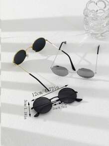 3pcs Kids Black Metal Frame Glasses With Gold Trim, Low Allergy Lightweight Eyeglasses, Suitable For School, Costume Parties And Holiday Gifts - Multicolor - View 3