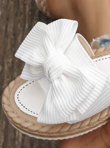 Dép xăng đan đế bằng nữ có nơ, mũi tròn, kiểu dáng slip-on, giày mùa hè thời trang và thoải mái, dép đi biển nhẹ cho nữ. - trắng - Xem 7