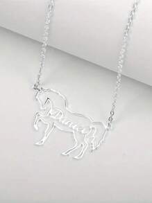 Elegante collar con dije de caballo dorado de declaración con grabado "Daniel" - Cadena ajustable de acero inoxidable, apto para uso casual y como regalo, regalo para amantes de los caballos