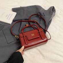 New Autumn And Winter Solid Color Handbag Niche Design Fashionable Letter Versatile Crossbody Bag Classic Atmospheric Adjustable Shoulder Strap Shoulder Bag Suitable For Dating, Going Out Shopping And Commuting. - Burgundy - View 8
