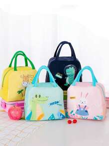 1 pieza Bolsa de almuerzo aislada con estampado de dibujos animados, fiambrera de pana, bolsa refrigeradora térmica impermeable y suave grande, contenedor de almuerzo impermeable, bolsa de cosméticos, bolsa de aseo de viaje, bolsa de viaje de cosméticos