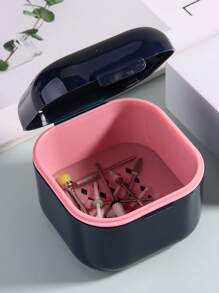 1/2/6pcs Manicure Tool Polishing Head Disinfection Box, Double Layer Filter Thick Cleaning Box, Portable Storage Box, Suitable For Nail Salons