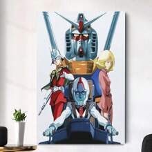 1pc Framed Mobile Suit Gundam Anime Canvas Posters Wall Art Bedroom Office Room Decor Gift 2D - 框架 - 查看 1