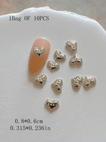 1 Pack Metal Jewelry Nail Art Accessories Heart 3D Nail Decorations