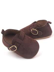 1 双婴儿鞋，可爱纯色针扣设计，适合室内外防滑学步，婴幼儿柔软平底鞋。