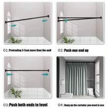 FEPK 1pc Non-Drilling Telescopic Rod, Built-In Spring, Strong Load Bearing, Suitable For Shower Curtain Rod, Drying Rack, Curtain Rod, Roman Rod, Wardrobe Support Rod, Door Curtain Rod Bathroom Decor - Multicolor - View 6