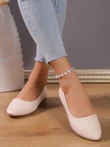 Soft-Sole Comfortable Low-Heel Women's Summer Slip-On Shallow Flat Casual Shoes, Gentle Flat Pumps, Suitable For Plus Size, Non-Tiring Mother Shoes