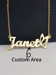 One Piece Personalized Butterfly Name Necklace - Elegant Gold Pendant With Delicate Chain, Customized Female Gift, Suitable For Everyday Wear Or Special Occasions - Multicolor - View 1