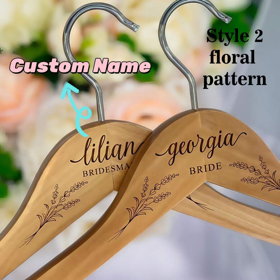 个性化婚礼衣架 - 个性化婚礼衣架 - 婚礼衣架 - 木质雕花衣架 - 婚纱衣架、多功能、耐用、装饰性、可重复使用、精致、时尚、高品质、色彩鲜艳、现代、定制、个性化、独特