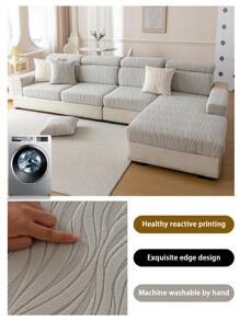 1pc Plush Sherpa Jacquard Anti-Slip Sofa Seat Cushion Cover, Soft & Skin-Friendly, Modern Minimalist Style, Pet-Friendly, Scratch-Resistant, Fits L-Shaped Combination Sofa & 1/2/3/4 Seat Sofa (Sold Individually) - Light Grey - View 6