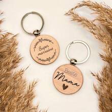 Llavero de madera personalizado con diseño de flor del mes de nacimiento y casa de madera - Grabado láser personalizado, llavero de regalo para nuevo hogar, aniversario y fiestas (Navidad/Día de la Madre/Día del Padre) - Regalo para él/ella/novio/familia