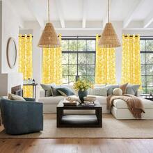 Cortinas transparentes amarillas para sala - Amarillo - Ver 5