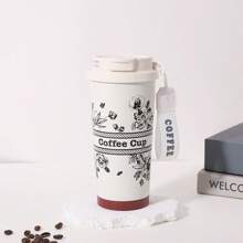 1 Pc 316 Stainless Steel Vacuum Insulated Water Bottle With Carry Strap, Lily Flower Pattern Coffee Cup, Portable Double-Wall Tumbler With Straw, Unisex Office Cup Back To School