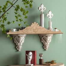 1 pieza Apliques de madera decorativos para muebles, decalcomanie de talla de madera retro sin pintar para estantes, puertas, chimeneas, cómodas, espejos, camas, repisa de chimenea u otros muebles