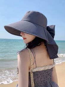 1 件装 2025 新款夏季防紫外线太阳帽带颈罩女士百搭时尚宽边防晒帽