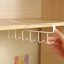 1 pezzo Portamug da parete bianco/nero a 6 ganci, supporto da parete per armadietti, pentole, utensili, senza bisogno di forare, per stoccaggio di utensili da cucina, decorazione per ambienti, adatto per cucina, ristorante, festa, campeggio, raduni, regalo per amici e famiglia