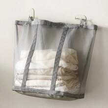 1pc/2pcs壁挂式洗衣袋大容量脏衣服网袋可折叠家用便携式脏衣篮方便收纳